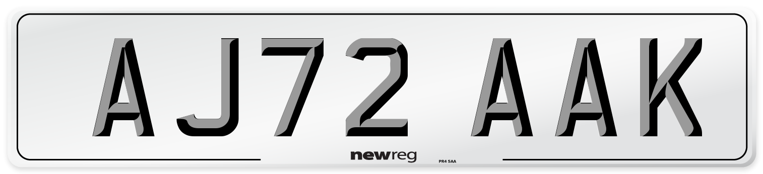 AJ72 AAK Number Plate from New Reg